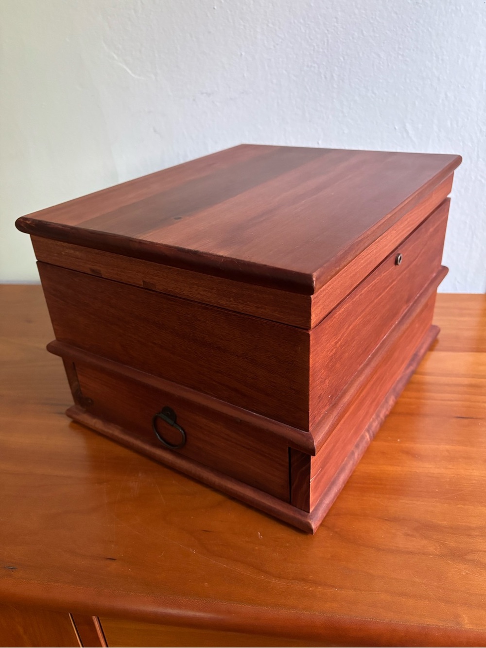 Pottery Barn Vintage Reddish Brown Wood Jewelry Chest